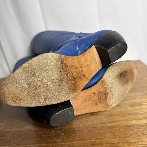 Sesto Meucci Blue Italian Leather Boots Women's 6 Western Style Cowgirl Cowboy - Picture 5 of 12